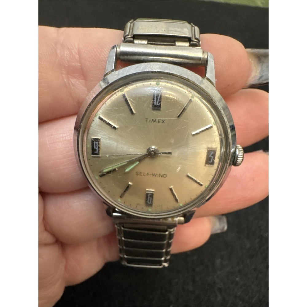 vintage Timex Viscount Self-Wind (Automatic) Mens Watch 4017 3169 Working Silver